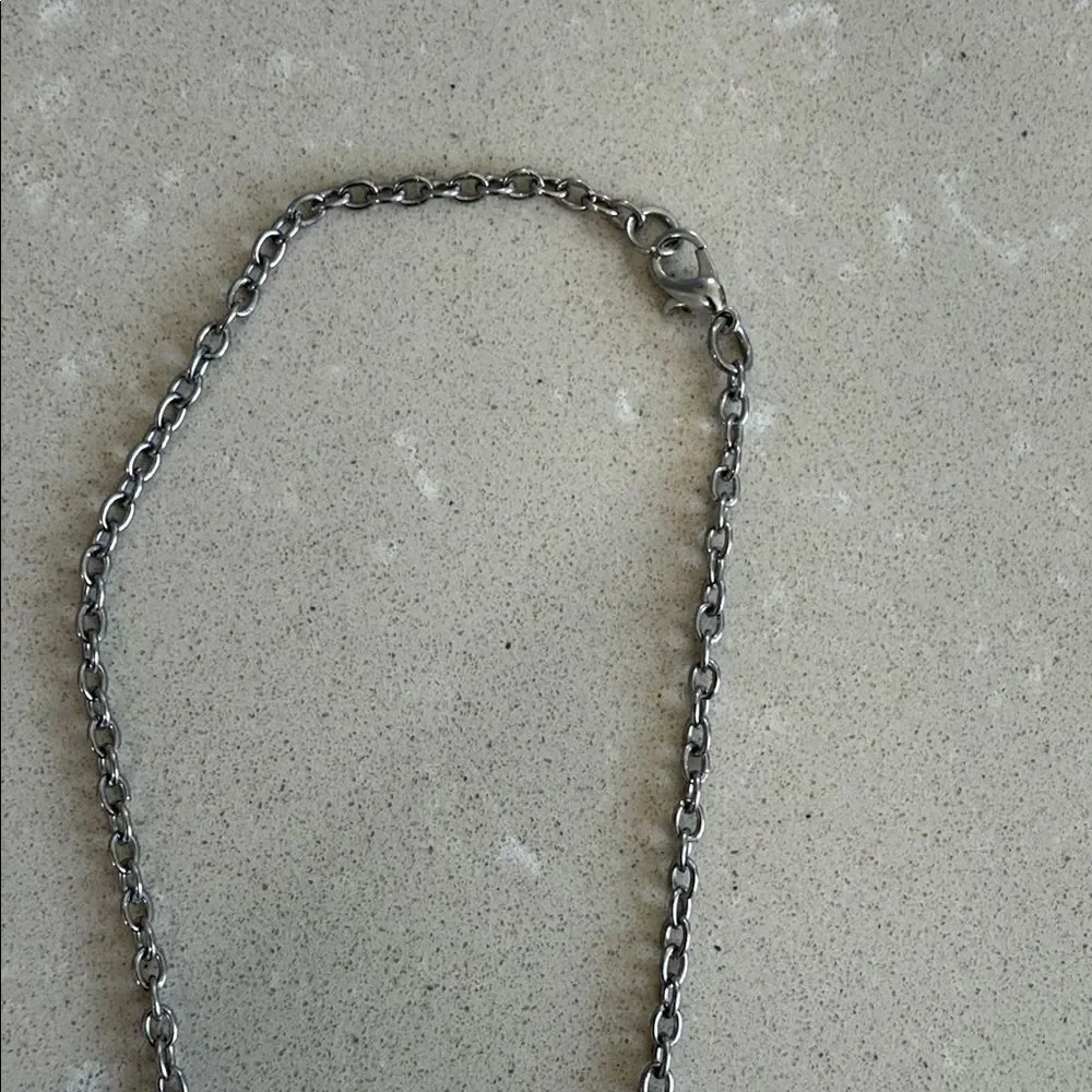 Silver Necklace with Elsa Anna  Character Pendant